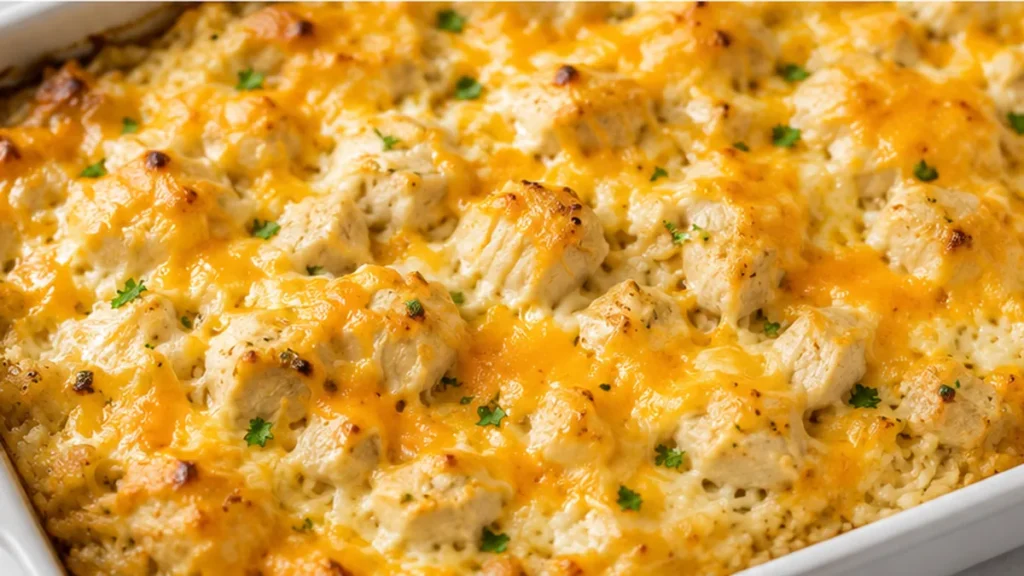 Cheesy Chicken and Rice Casserole - Cheesy chicken and rice casserole: enjoy this budget-friendly, creamy dish perfect for busy weeknights. Simple and delicious