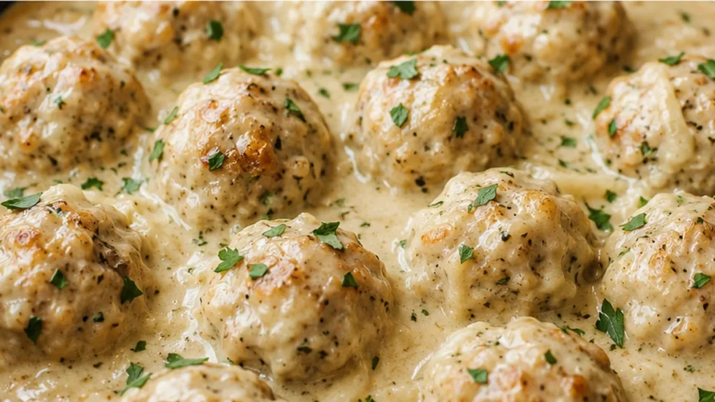 Creamy Chicken Meatballs - Chicken meatballs: Make these incredibly tender, juicy meatballs in a rich cream sauce. Easy recipe perfect for a comforting and deli