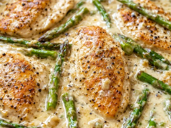 Juicy Creamy Asparagus Chicken!