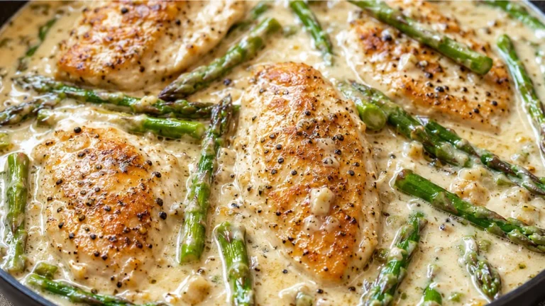 Juicy Creamy Asparagus Chicken!